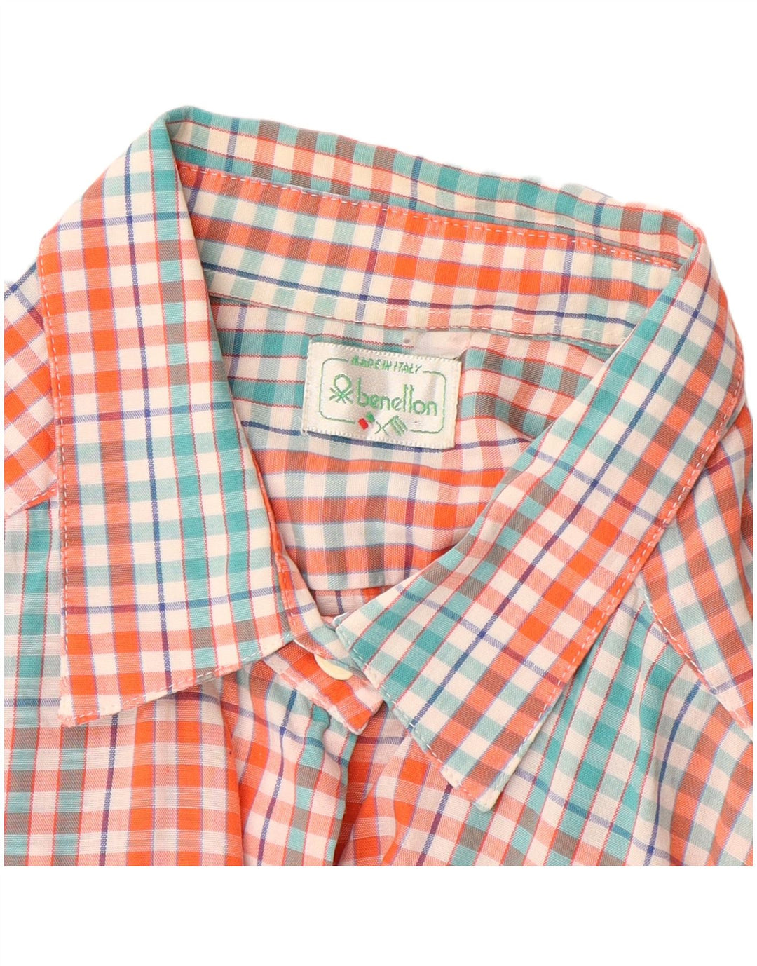 BENETTON Womens Short Sleeve Shirt UK 12 Medium Multicoloured Check
