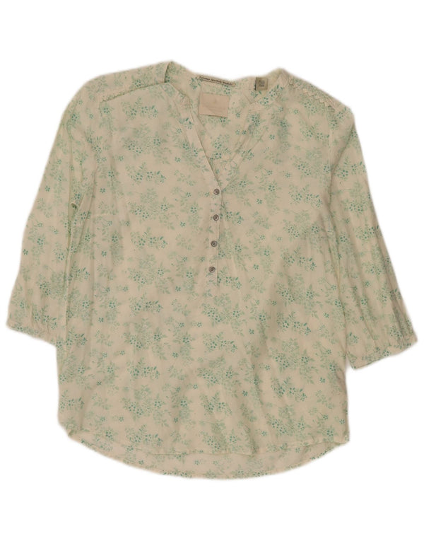 MAISON SCOTCH Blusa de manga 3/4 de gran tamaño para mujer US 2 XS verde floral