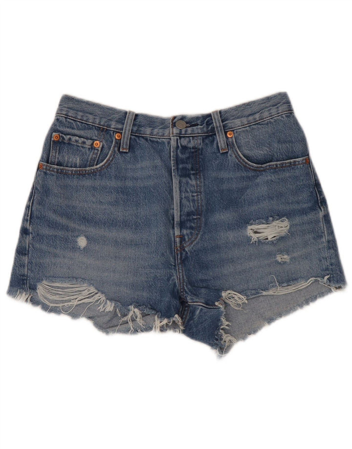 Levi's Mujer 501 Shorts De Mezclilla Desgastados W29 Algodón Azul Medio