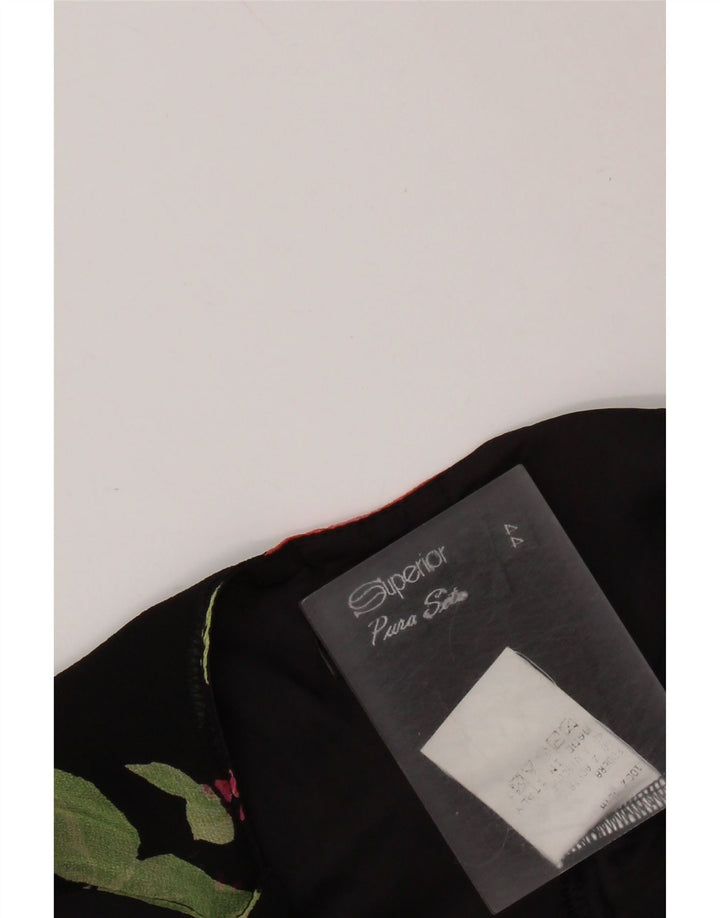 SUPERIOR Vestido lencero para mujer IT 44 Seda floral negra mediana