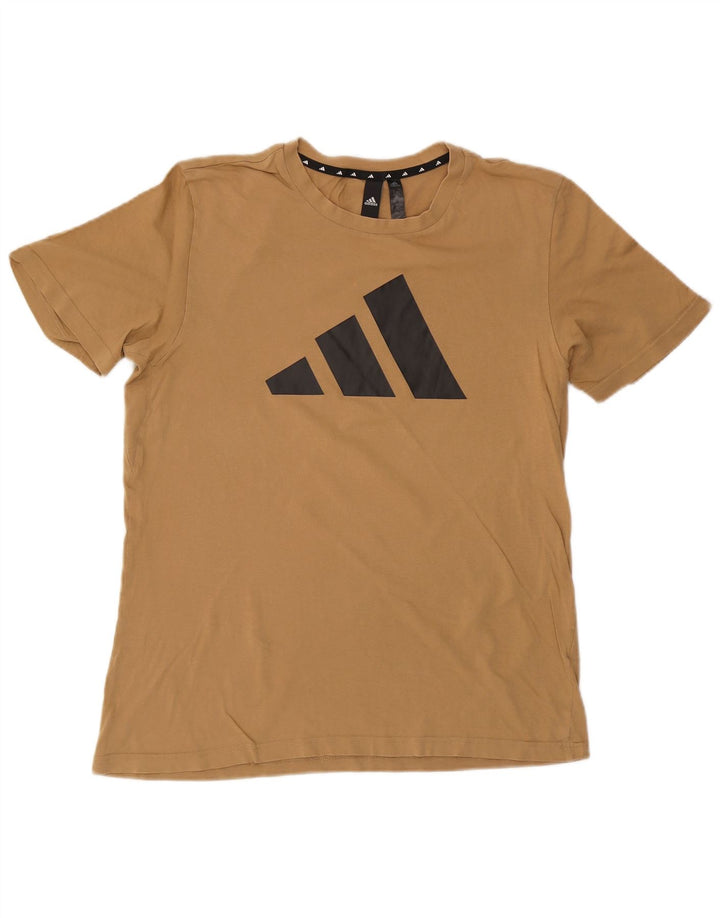 Adidas Hombre Camiseta Gráfica Top Algodón Beige Medio