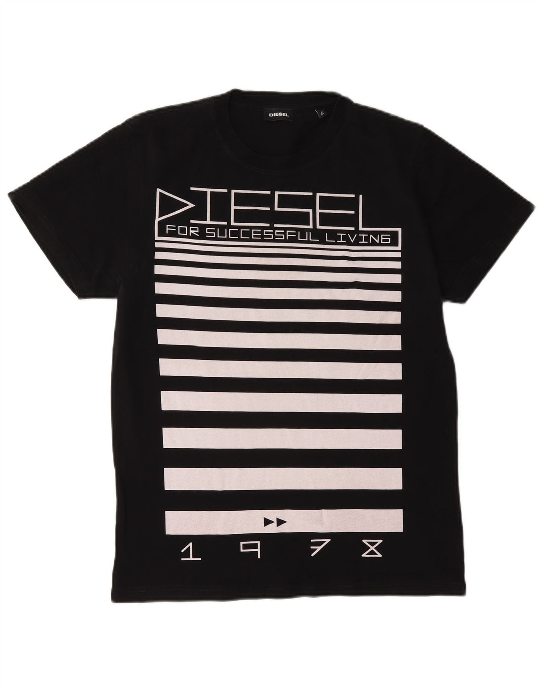 Diesel Hombre Camiseta Gráfica Top Pequeño Negro