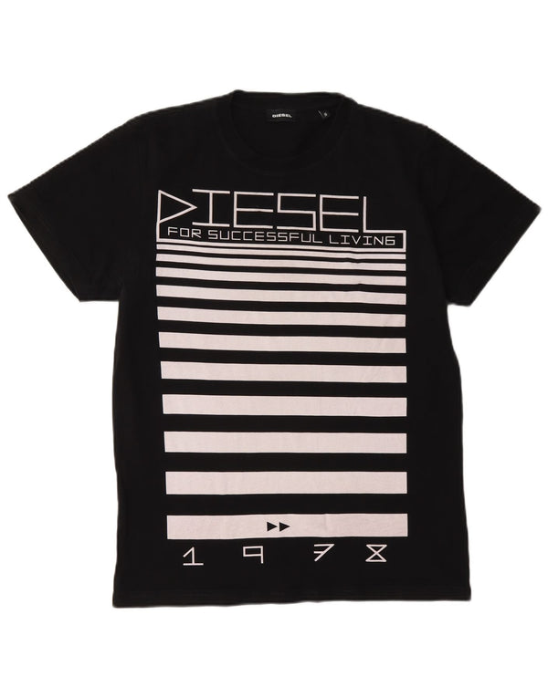 Diesel Hombre Camiseta Gráfica Top Pequeño Negro