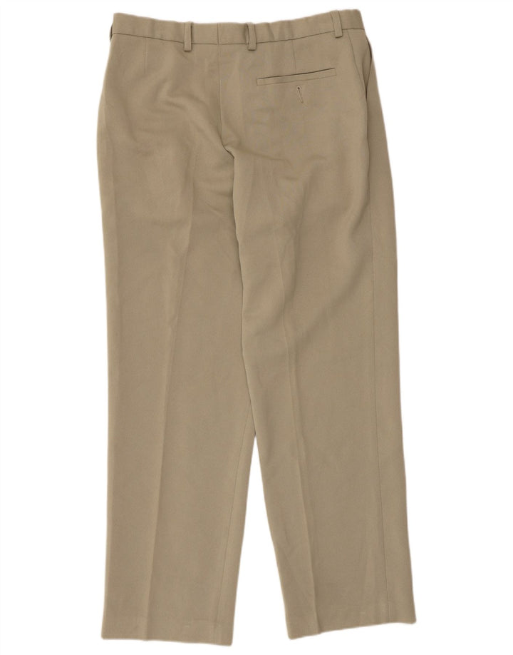 Marks & Spencer Pantalón de traje recto para hombre W34 L31 Poliéster beige