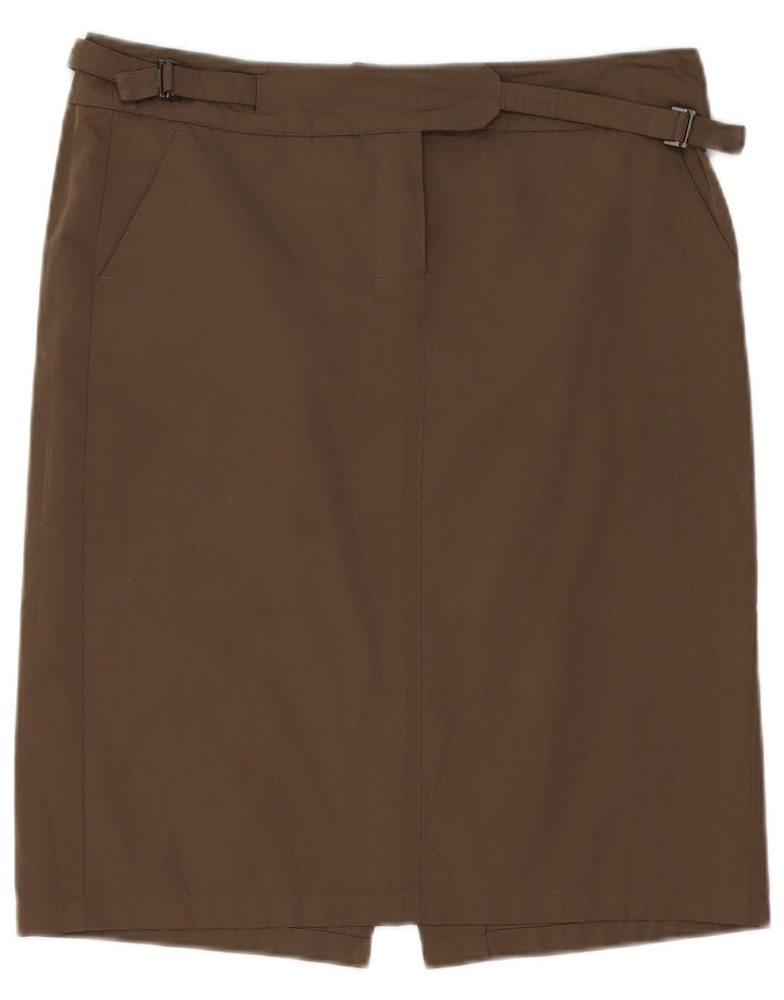 Max Mara Falda recta para mujer UK 12 Medium W34 Marrón Poliéster