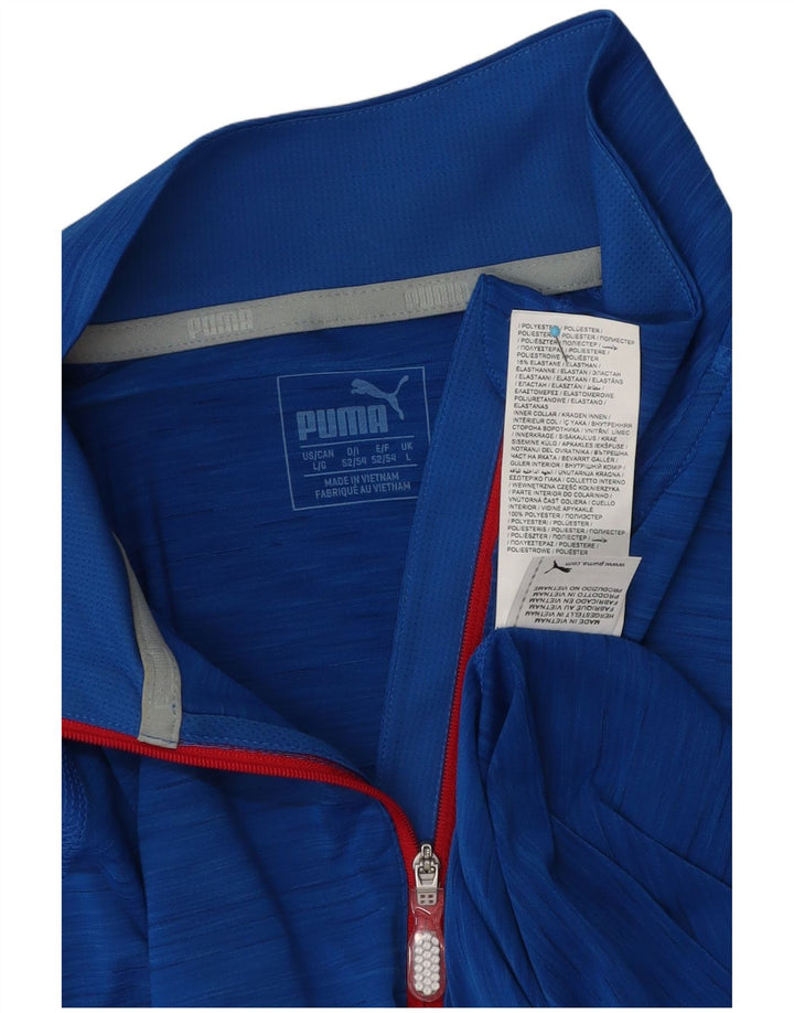 Puma Mens Zip Neck Top manga larga poliéster moteado azul grande