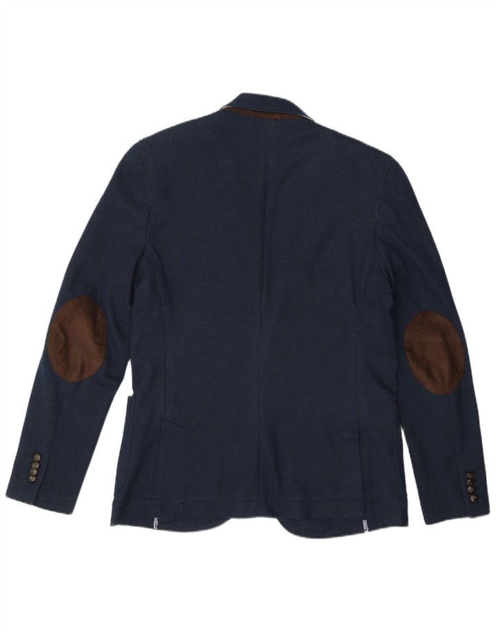 Zara Chaqueta tipo blazer de 2 botones para hombre EU 52 Grande Poliéster azul marino