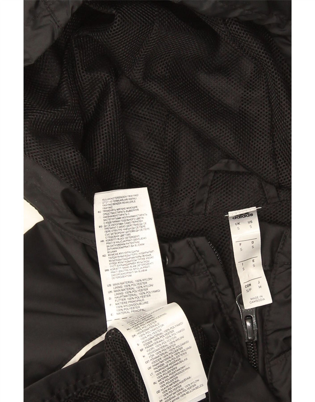 Adidas Mens Hooded Rain Jacket UK 36 Small Black Nylon