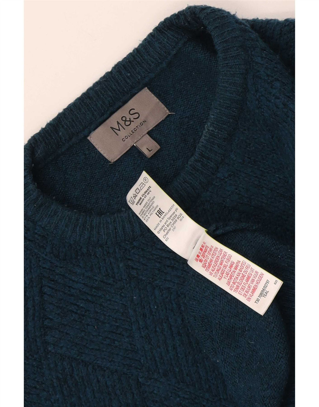 Marks & Spencer Suéter De Cuello Redondo Para Hombre Acrílico Turquesa Grande