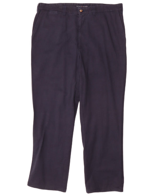 Tommy Hilfiger Pantalón chino recto para hombre W38 L32 Algodón azul marino