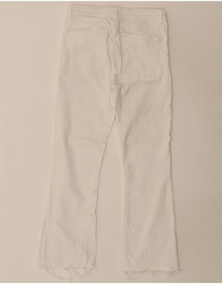 Zara Mujer Crop Bootcut Jeans EU 38 Small W28 L26 Algodón Blanco