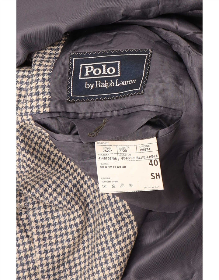 Polo Ralph Lauren Chaqueta tipo blazer de 3 botones para hombre Reino Unido 40 Pata de gallo azul medio