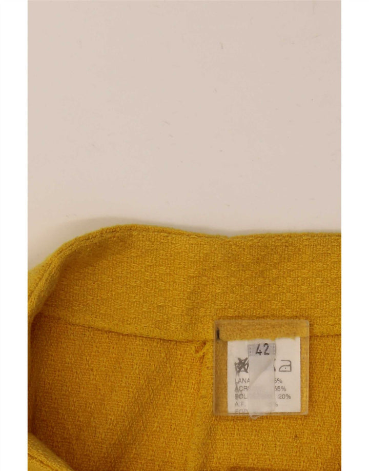 Vintage Womens Mini Skirt IT 42 Medium W28 Yellow Wool