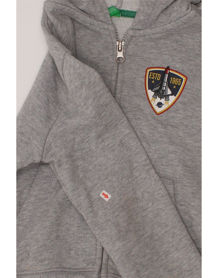 Benetton Sudadera con capucha y cremallera gráfica para niños 5-6 años Gris