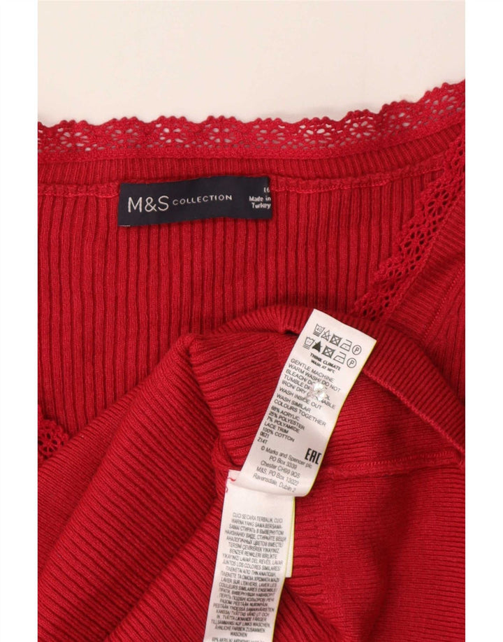 Marks & Spencer Blusa de manga corta para mujer UK 46 Grande Acrílico rojo