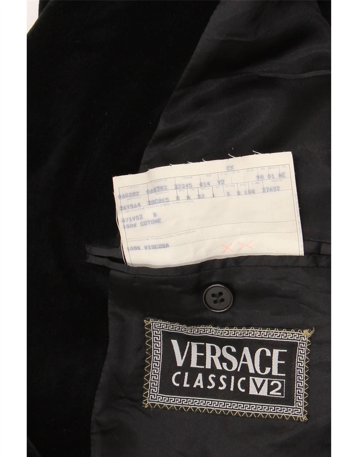 Versace Chaqueta tipo blazer de terciopelo con 4 botones para hombre IT 52 XL Algodón negro