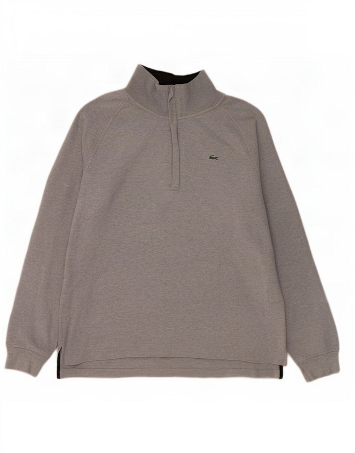 Lacoste Jersey con cuello y cremallera para hombre Talla 6 XL Algodón gris