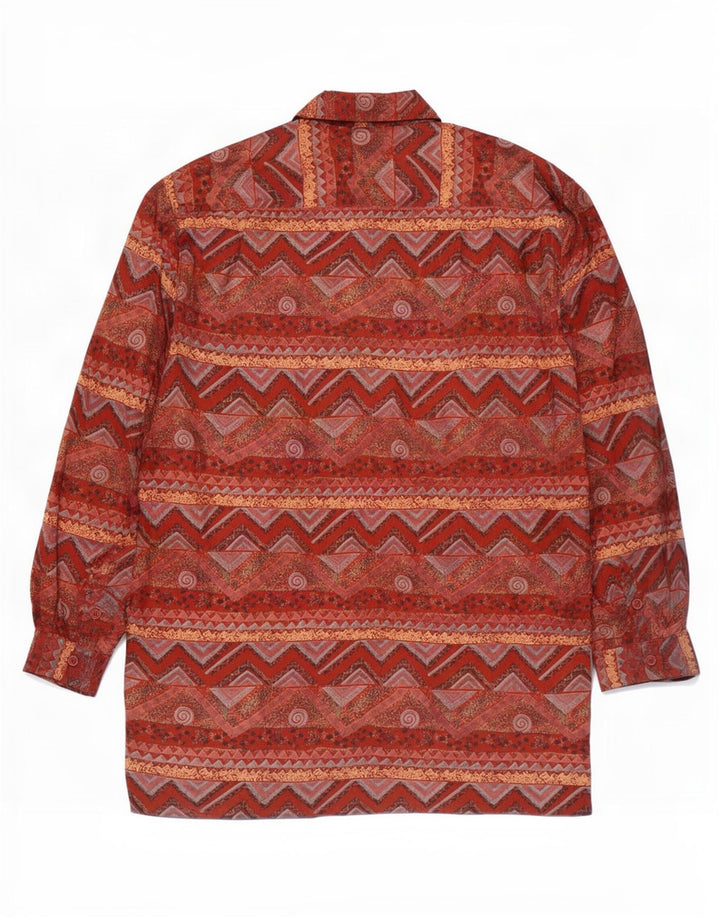 Camisa Cocoon Hombre Large Seda Geométrica Burdeos