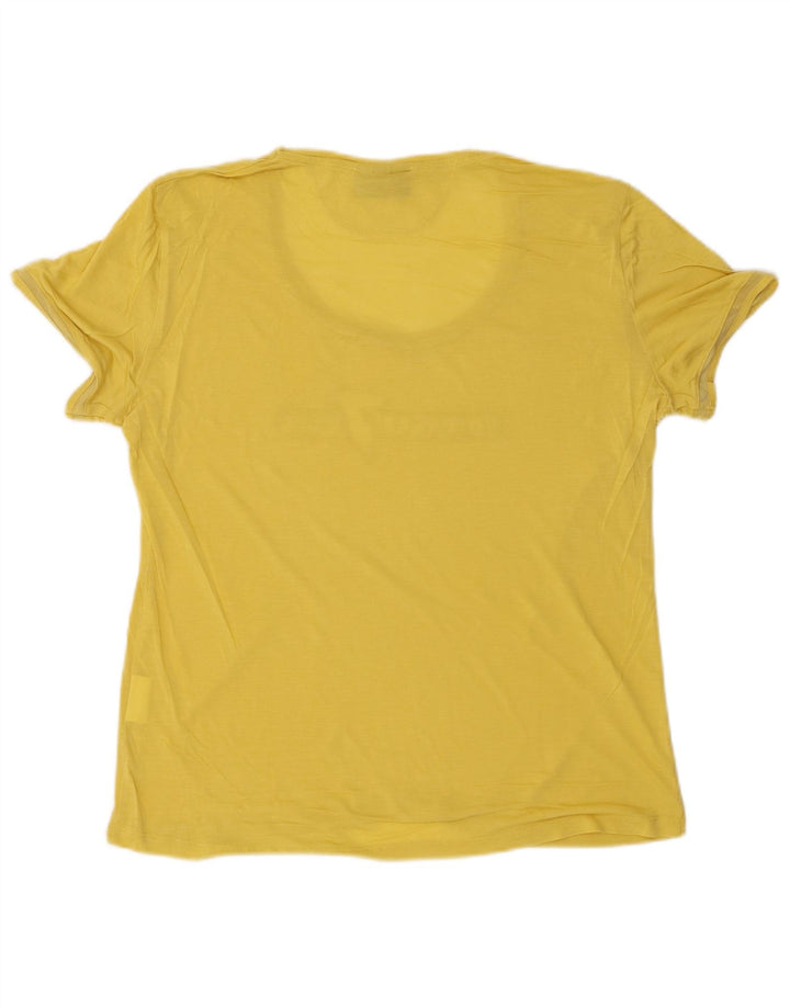 Trussardi Jeans Camiseta Estampada Mujer UK 40 XL Lyocell Amarillo