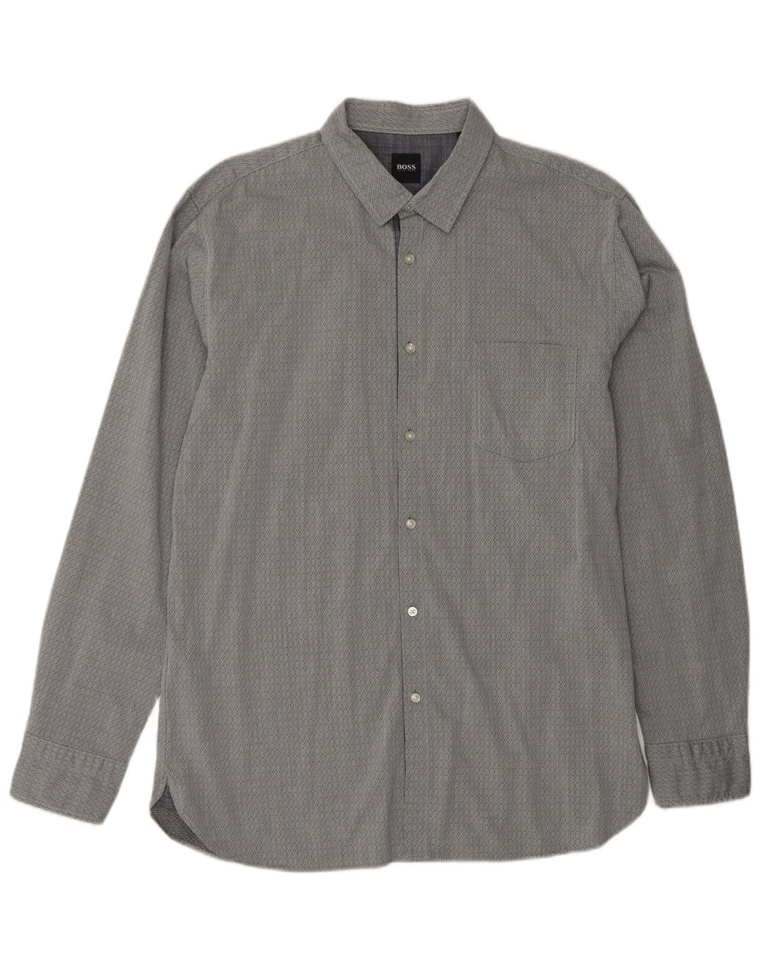 HUGO BOSS Hombre Camisa slim fit de algodón geométrico gris grande