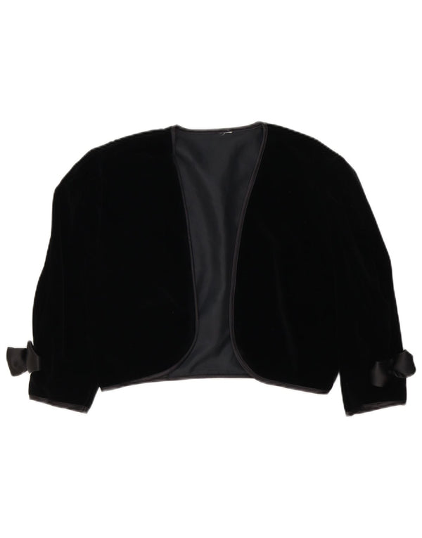 Vintage mujer terciopelo chaqueta bolero Reino Unido 10 pequeño algodón negro
