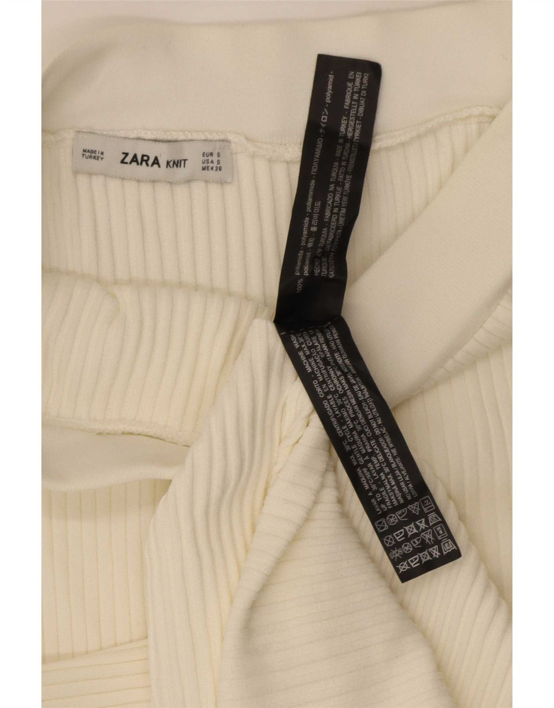 Zara Mujer Falda Asimétrica De Punto Pequeña W26 Poliéster Blanco Roto