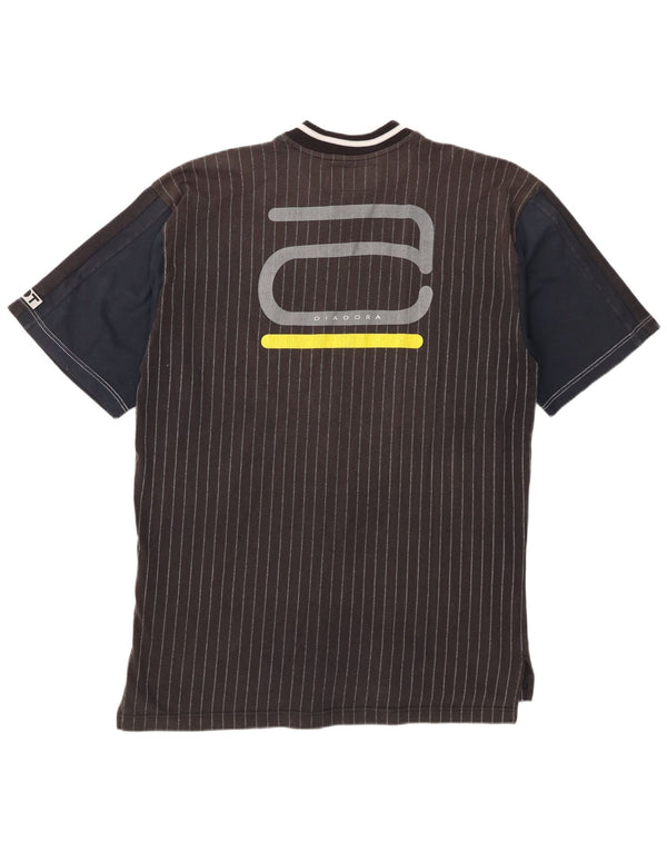 Diadora Hombre Camiseta Gráfica Top XL Gris Rayas Algodón