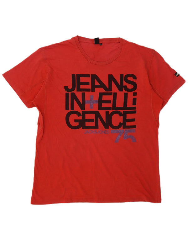 Jack & Jones Hombre Camiseta Gráfica Top XL Rojo