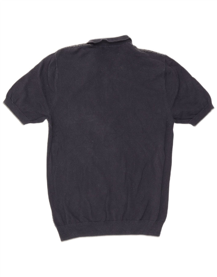 Marks & Spencer Suéter tipo jersey con cuello tipo polo y ajuste a medida para hombre Azul marino mediano