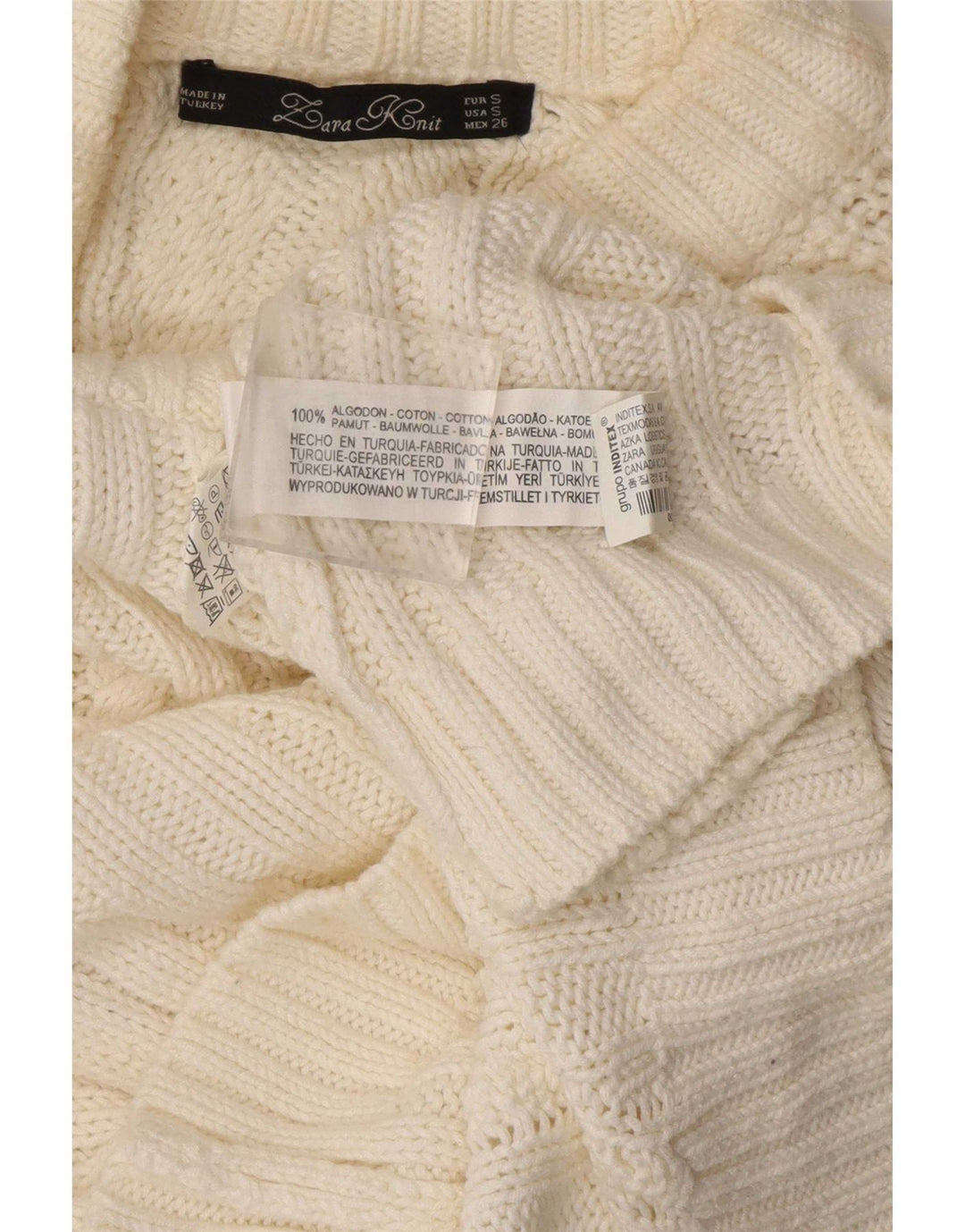 Zara Mujer Crop Oversize Cuello Alto Jersey Jersey UK 10 Small Blanco