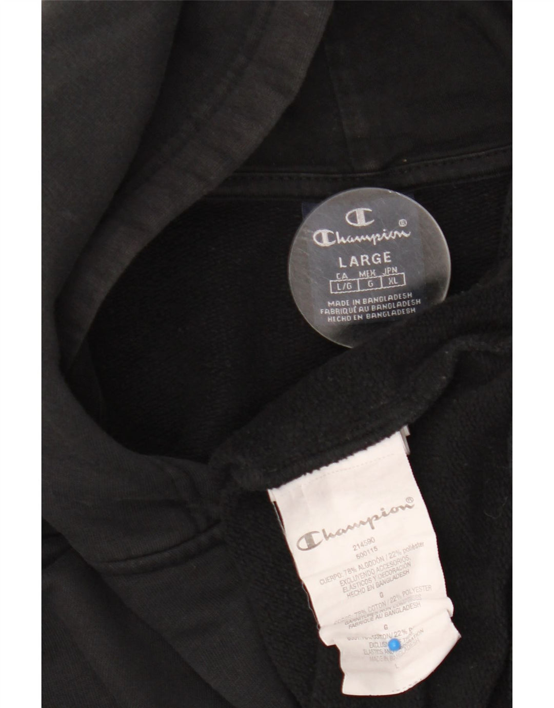 Champion Sudadera con capucha y cremallera para hombre, talla grande, algodón negro