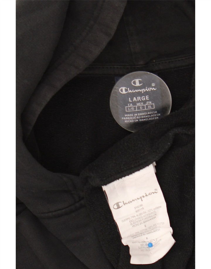 Champion Sudadera con capucha y cremallera para hombre, talla grande, algodón negro