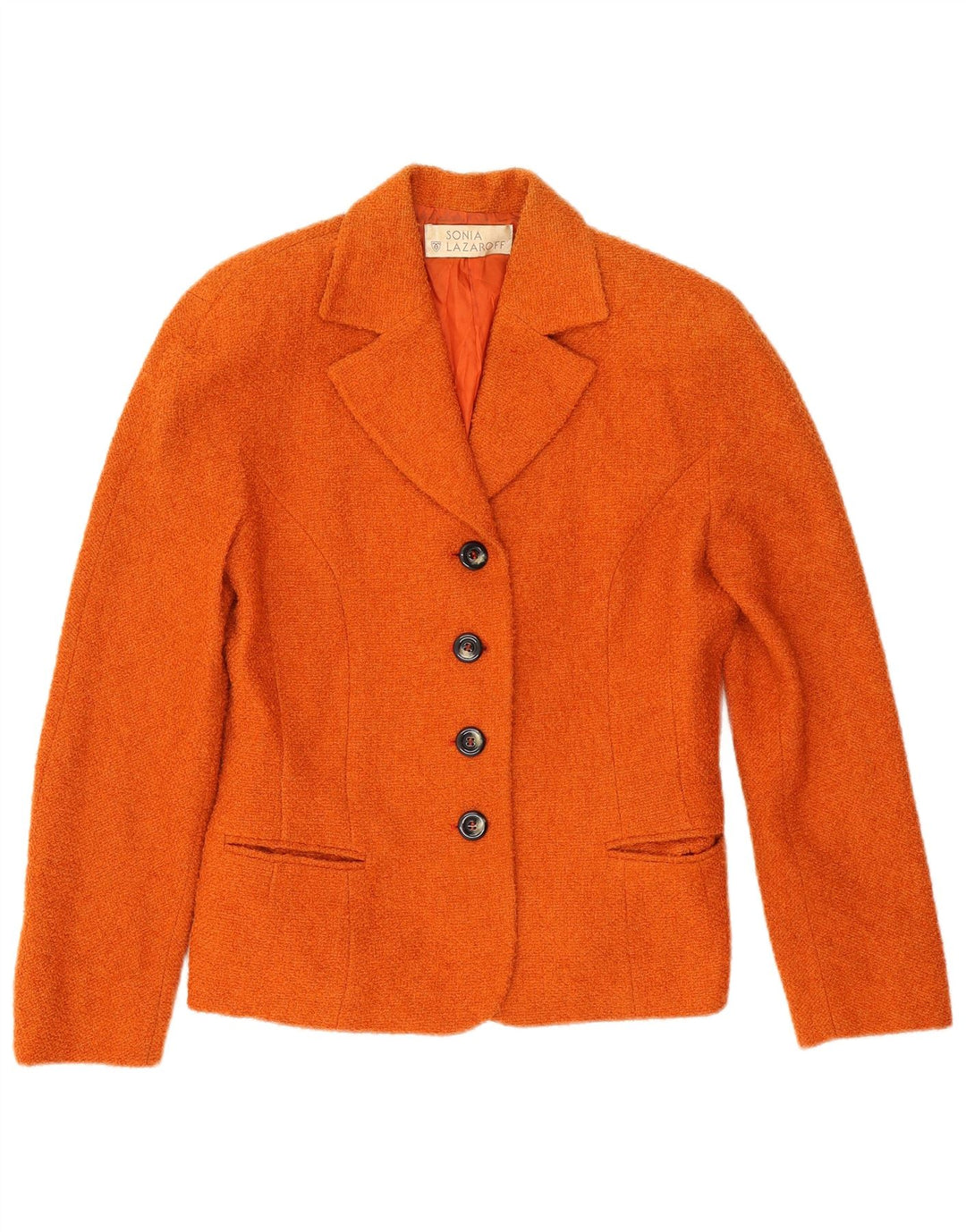 Vintage mujer 4 botones Blazer chaqueta IT 42 lana naranja mediana