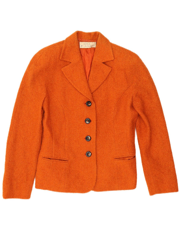 Vintage mujer 4 botones Blazer chaqueta IT 42 lana naranja mediana