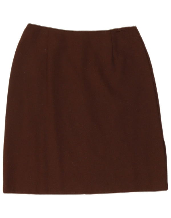Falda De Tubo Benetton IT 42 Medium W26 Marrón Lana Virgen