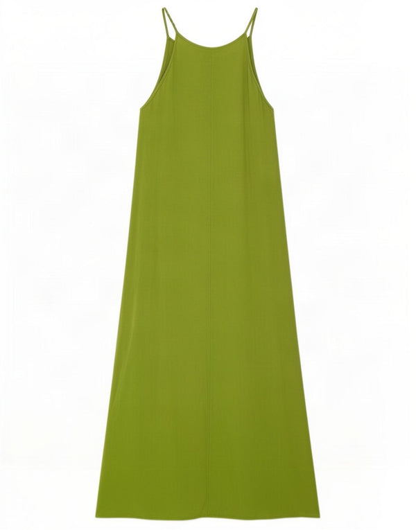 Zara Mujer Maxi Vestido Sin Mangas UK 42 Viscosa Verde Medio