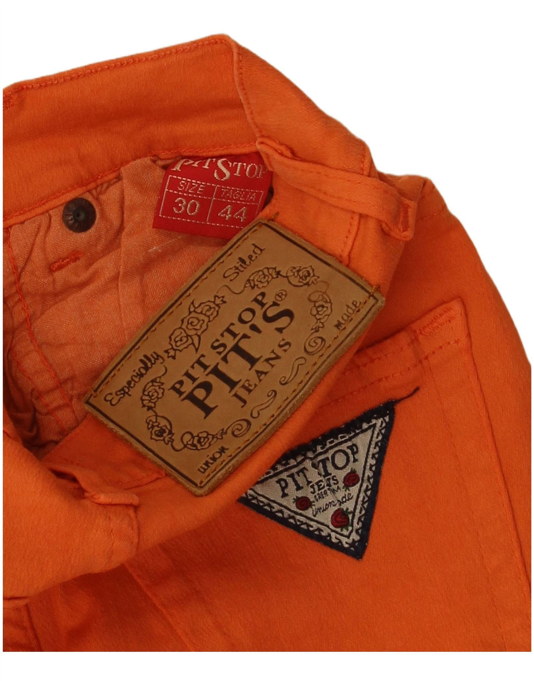 Pit Stop Jeans ajustados de cintura alta para mujer IT 44 Medium W24 L26 Algodón naranja