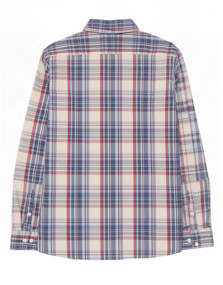 Camisa Benetton Hombre De Algodón A Cuadros Azul Medio