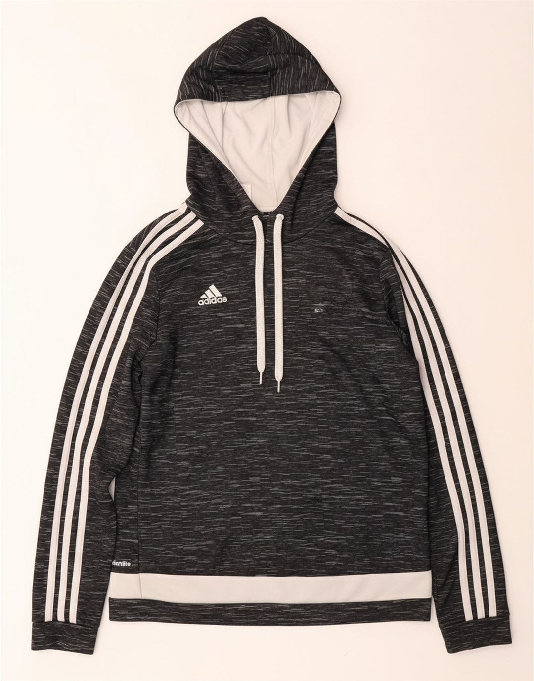 ADIDAS Womens Climalite Hoodie Jumper UK 14 Medium Grey Flecked Polyester