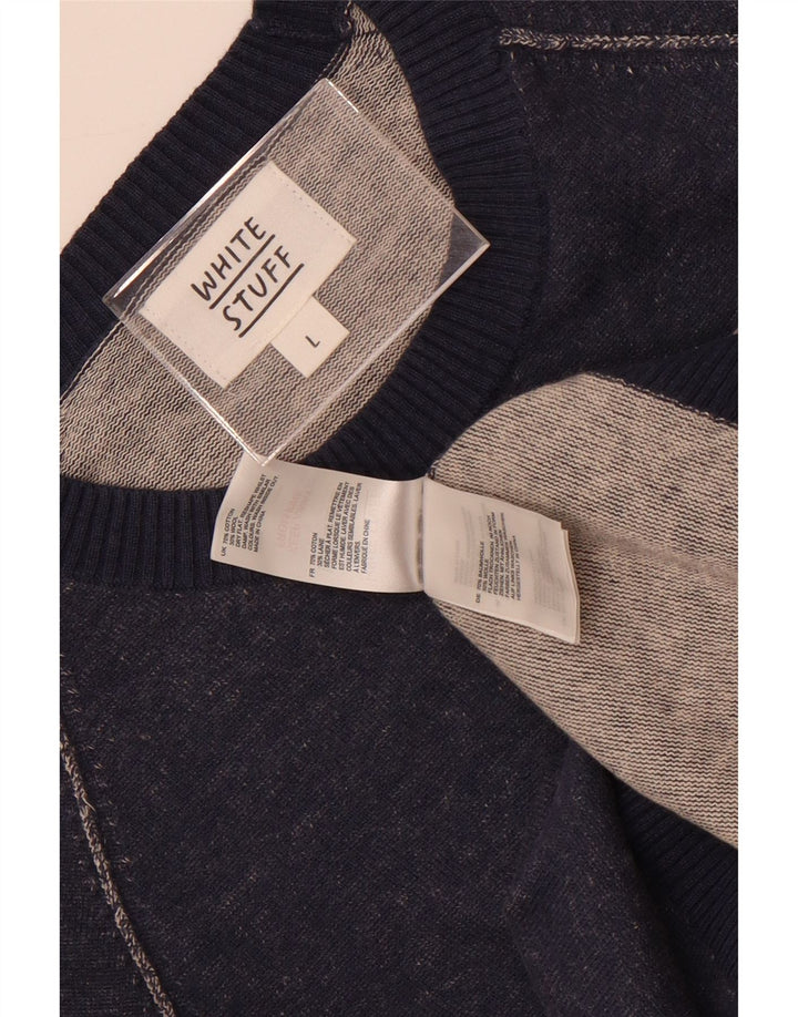 Jersey de cuello redondo para hombre de White Stuff, talla grande, de algodón azul marino