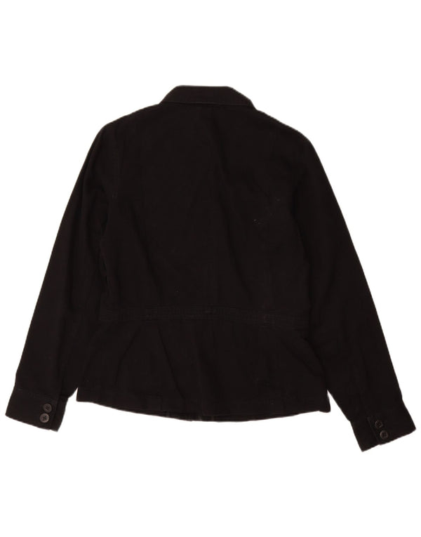 EDDIE BAUER Chaqueta Bomber para Mujer UK 14 Mediana Algodón Negro