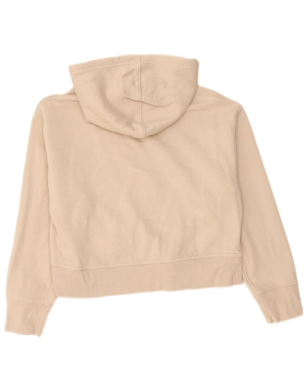 Zara Mujer Crop Oversize Sudadera con Capucha Jersey Reino Unido 10 Pequeño Algodón Beige