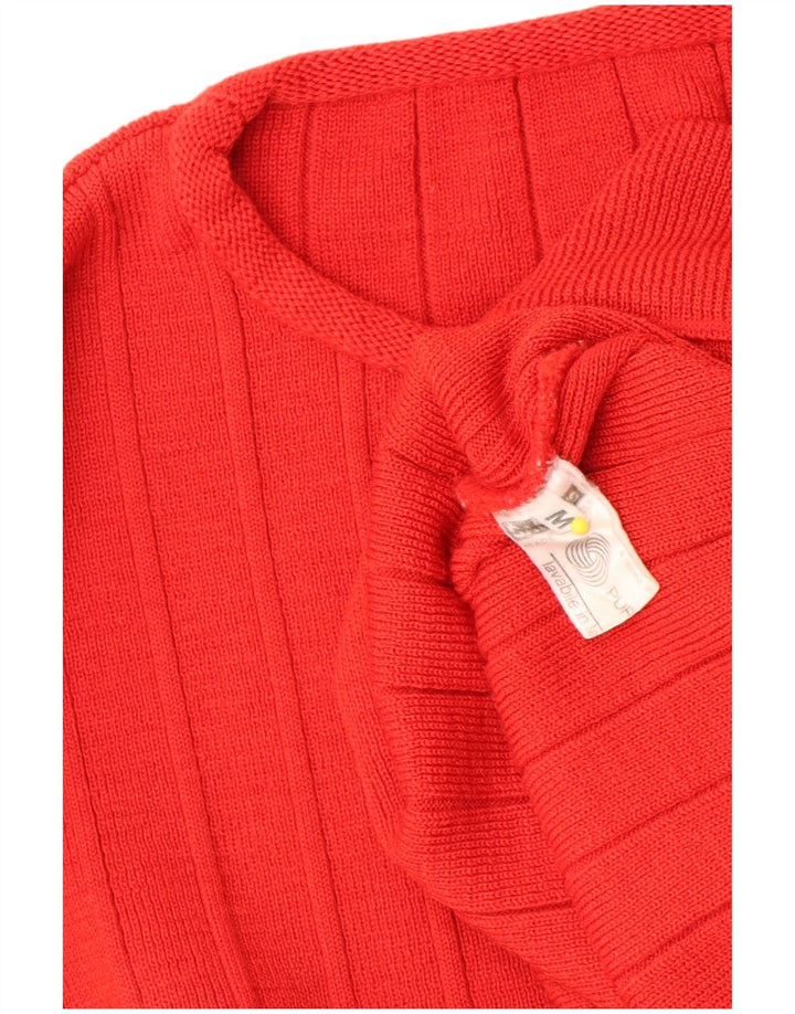Vintage mujer oversize cuello redondo jersey suéter Reino Unido 14 medio rojo rayas