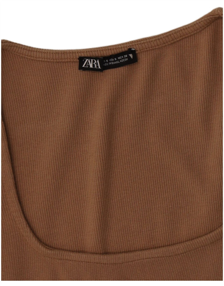 Zara Vestido Ajustado Mujer UK 8 Small Marrón