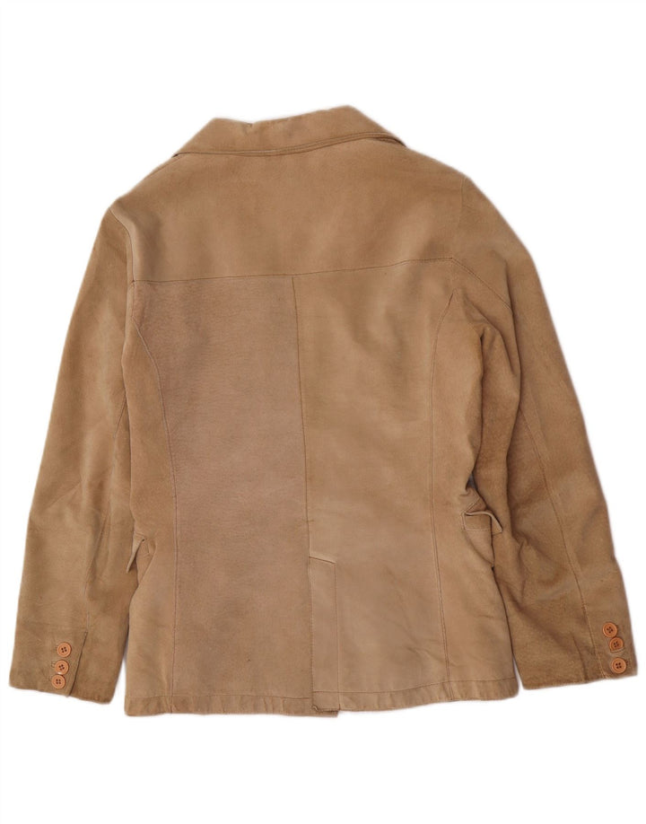 Conbipel Chaqueta Blazer de Ante con 2 Botones para Mujer IT 48 XL Cuero Beige