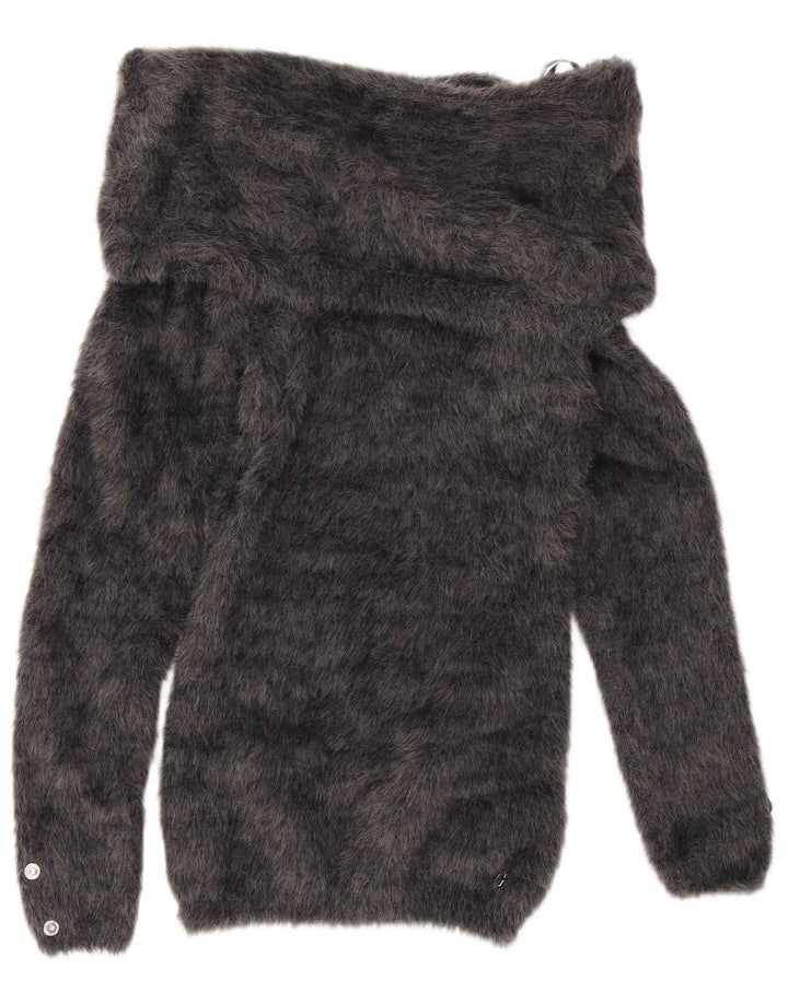 Guess Suéter tipo jersey con cuello vuelto para mujer UK 10 Small Grey Polyamide