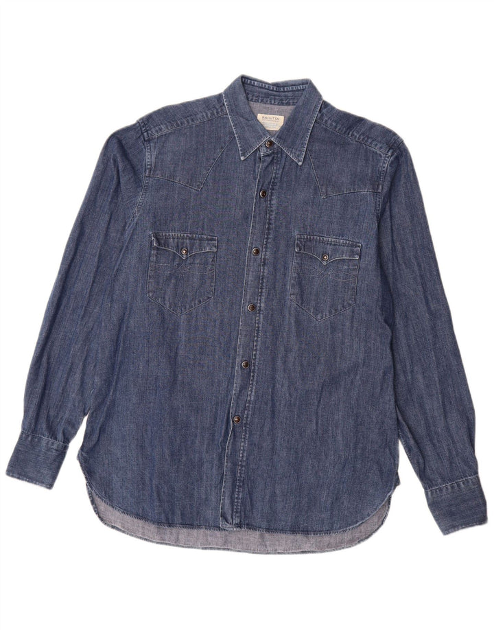 Bagutta Camisa Vaquera Para Hombre Azul Grande