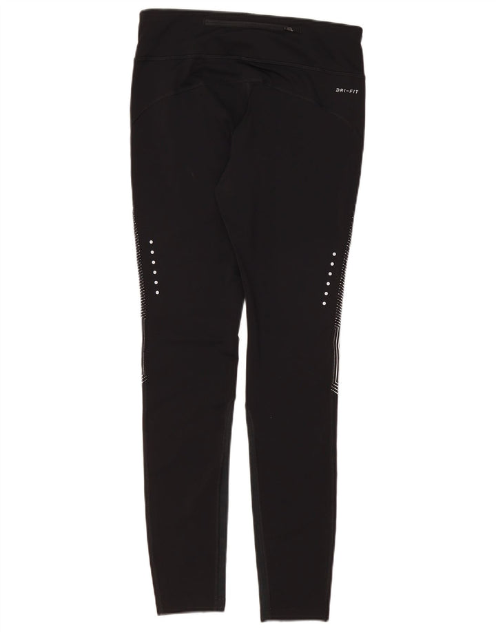 NIKE Leggings Dri Fit para mujer UK 10 Small Black Poliéster a rayas