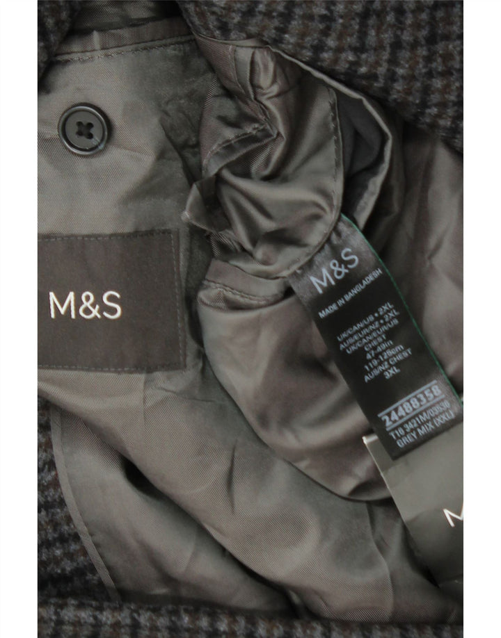 Marks & Spencer Abrigo para hombre UK 44 2XL Lana de pata de gallo gris