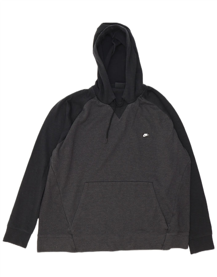 NIKE Sudadera con capucha para hombre, talla 2XL, algodón gris color block